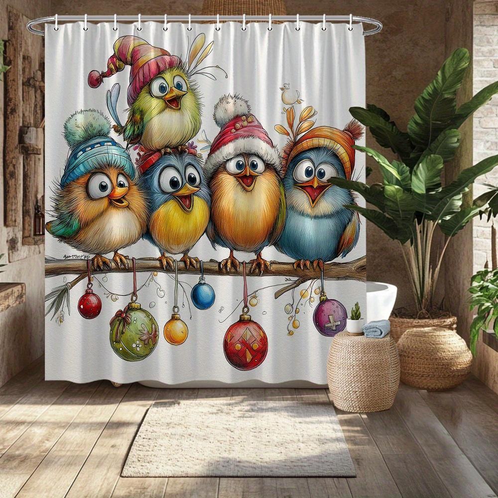 Extra Large Christmas Shower Curtain - Colorful Birds With Winter Hats & Ornaments, Fade-Resistant Bathroom Decor W60H190(CM)-1 Pcs
Extra Large Christmas Shower Curtain - Colorful Birds With Winter Hats & Ornaments, Fade-Resistant Bathroom Decor W60H190(CM)-1 Pcs