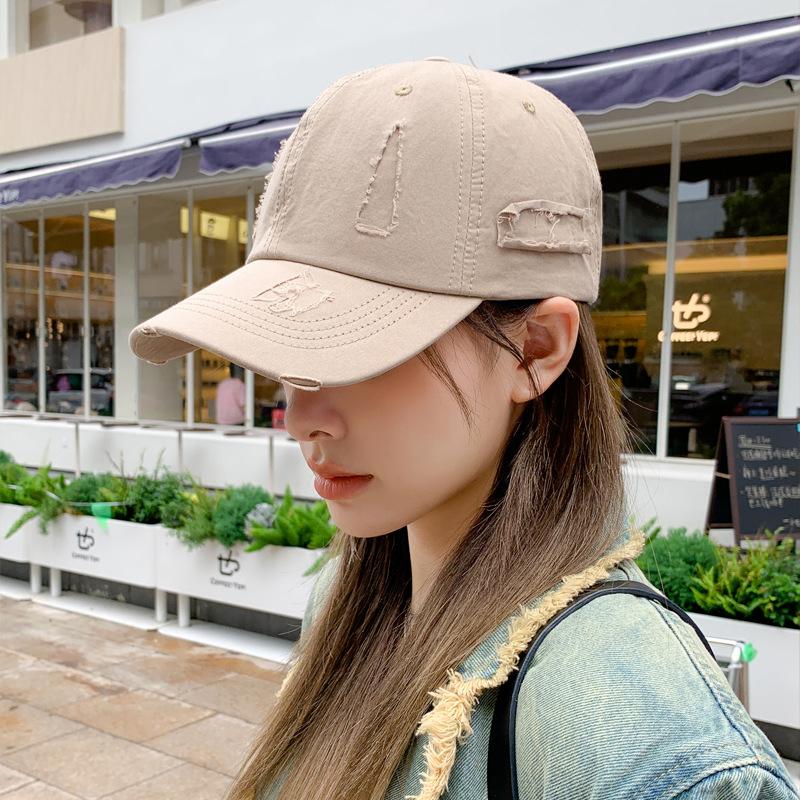 Весенне-осенний тренд Рваная бейсболка Женская парная Модная кепка с козырьком Повседневная для шопинга Шляпа для большой головы Тренд Average size