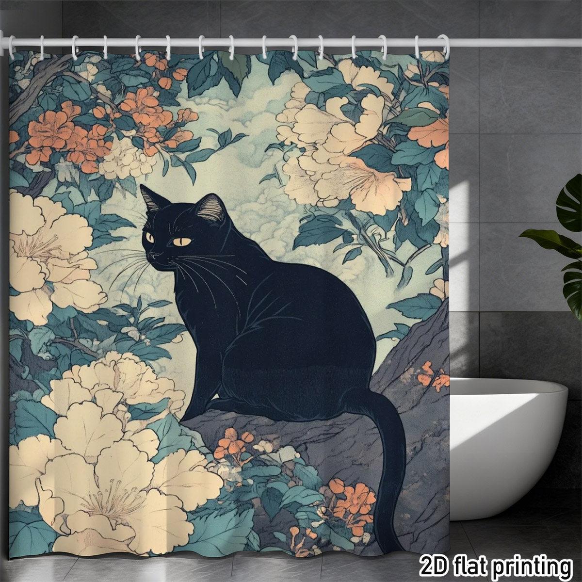 Black Cat Shower Curtain – Vibrant Floral Branch Design, 2D Flat Print, Heavy-Duty Waterproof Polyester, 70×70 , 12 Hooks W60H190(CM)-1 Pcs
Black Cat Shower Curtain – Vibrant Floral Branch Design, 2D Flat Print, Heavy-Duty Waterproof Polyester, 70×70 , 12 Hooks W60H190(CM)-1 Pcs