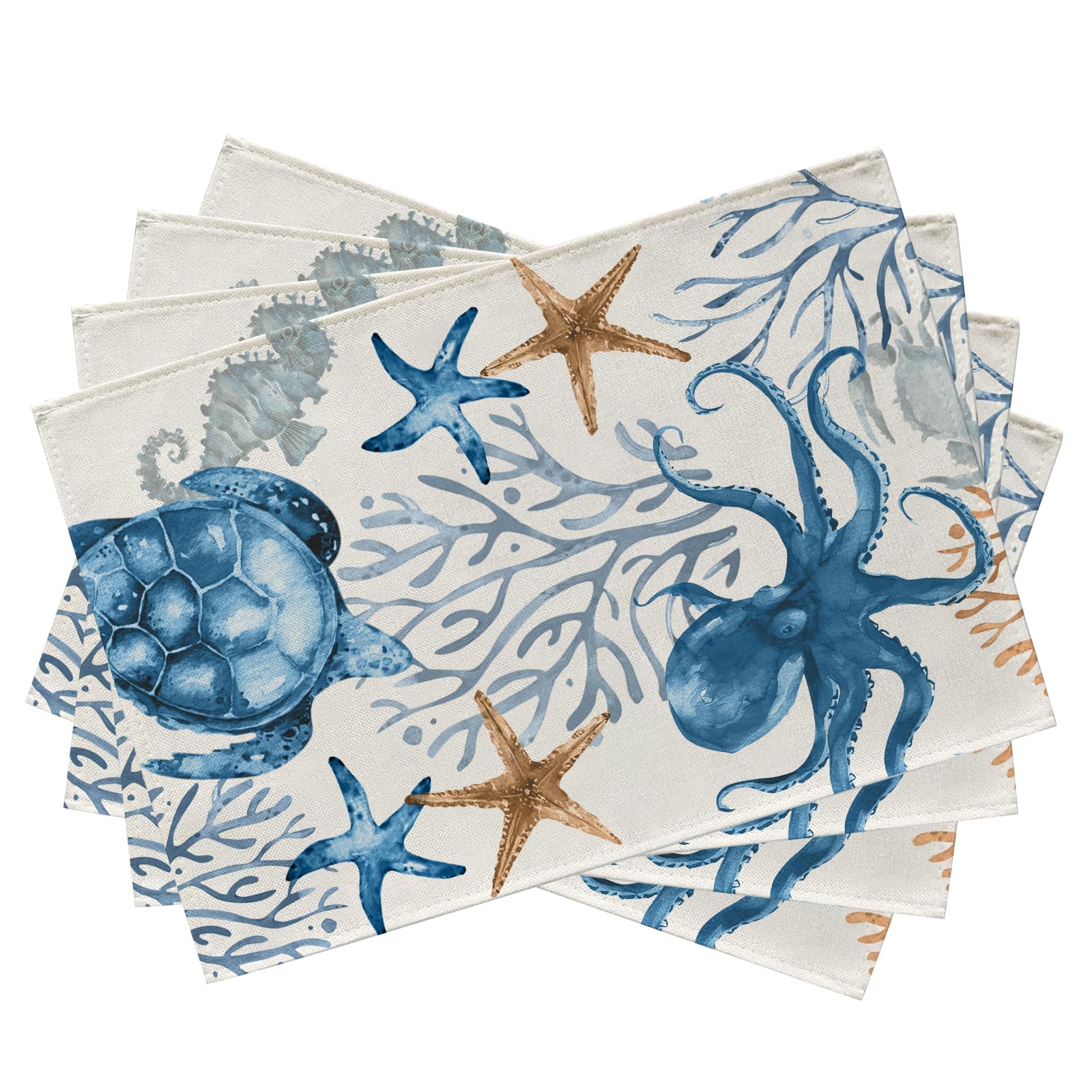Spring Summer Octopus Turtle Starfish Coral Placemats Set of 4, Coastal Sea Horse Creature Dining Table Place Mats, Nautical Beach Seasonal Kit 4Pcs-12 X18
Spring Summer Octopus Turtle Starfish Coral Placemats Set of 4, Coastal Sea Horse Creature Dining Table Place Mats, Nautical Beach Seasonal Kit 4Pcs-12 X18
