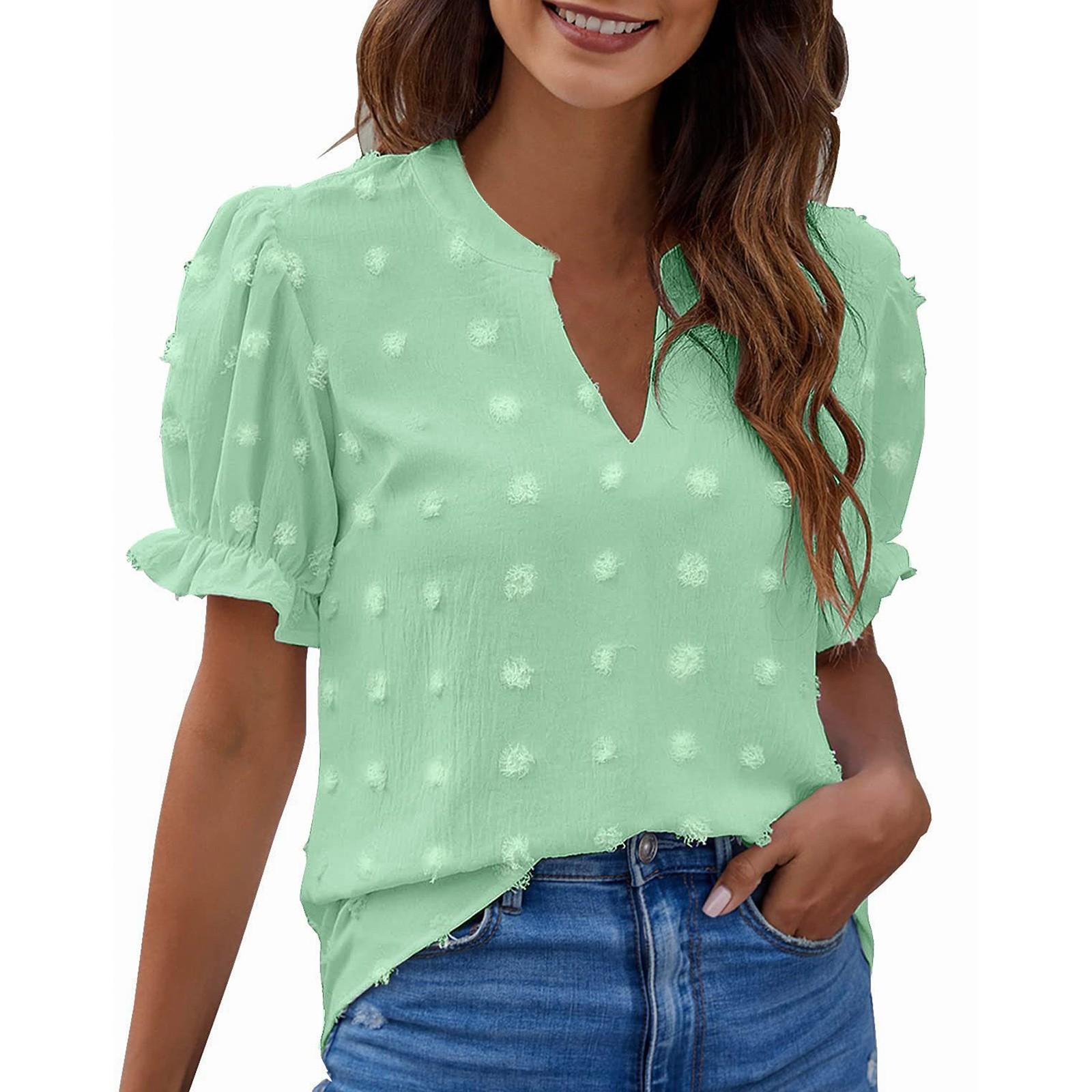 Женская шифоновая футболка с V-образным вырезом, большим шерстяным рукавом, коротким рукавом, с буфами, топом XXL зелёный
Женская шифоновая футболка с V-образным вырезом, большим шерстяным рукавом, коротким рукавом, с буфами, топом XXL зелёный