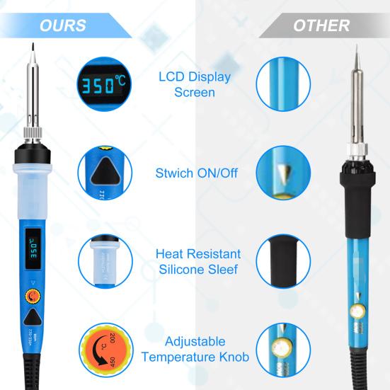 80W Electric Soldering Iron Digital Display Adjustable Temperature 110-220V Metal Fast Heating Soldering Pen for Electronic Appliances
80W Electric Soldering Iron Digital Display Adjustable Temperature 110-220V Metal Fast Heating Soldering Pen for Electronic Appliances