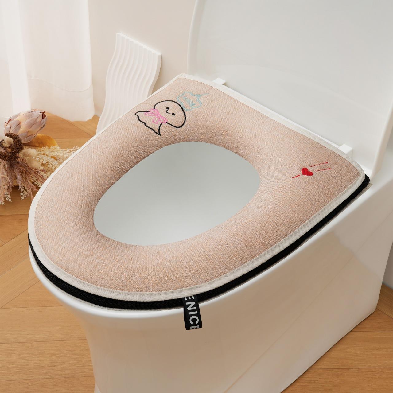 Linen Embroidered Zipper Toilet Seat Cover, Universal For All Seasons, Design. One Size
Linen Embroidered Zipper Toilet Seat Cover, Universal For All Seasons, Design. One Size