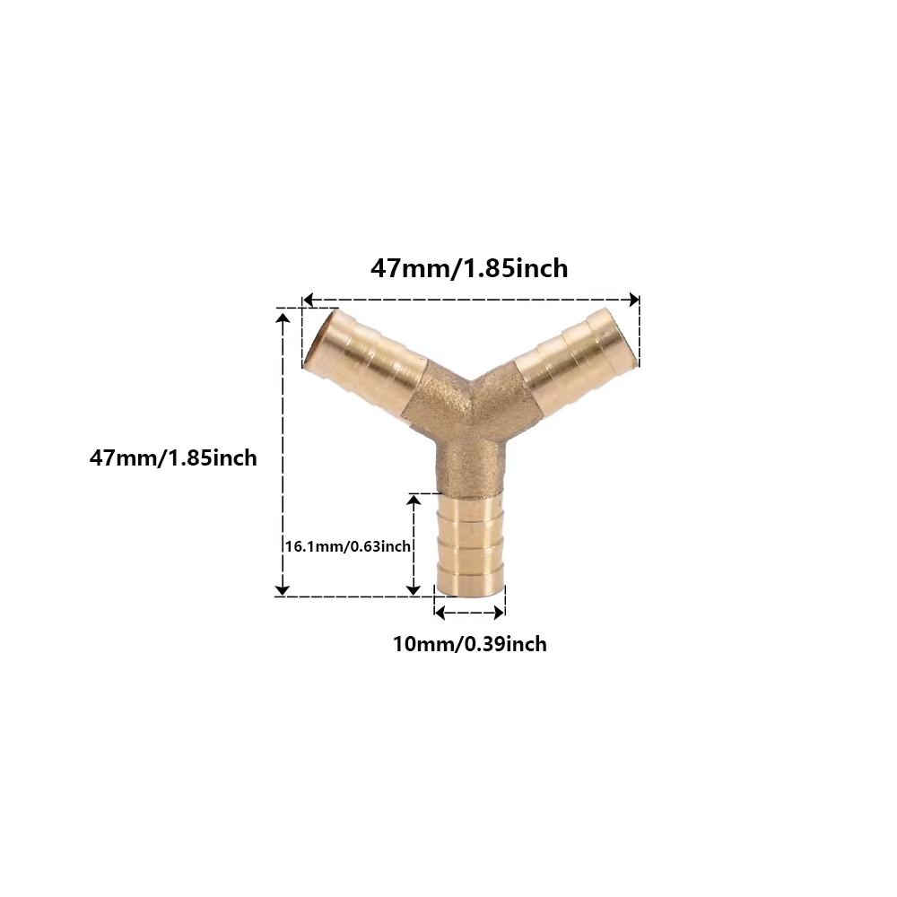 1 piece of brass Y-shaped hose connector, brass Y-shaped tee hose connector for cross-splitting and splicing, suitable for fuel, airs, and water 10mm
1 piece of brass Y-shaped hose connector, brass Y-shaped tee hose connector for cross-splitting and splicing, suitable for fuel, airs, and water 10mm