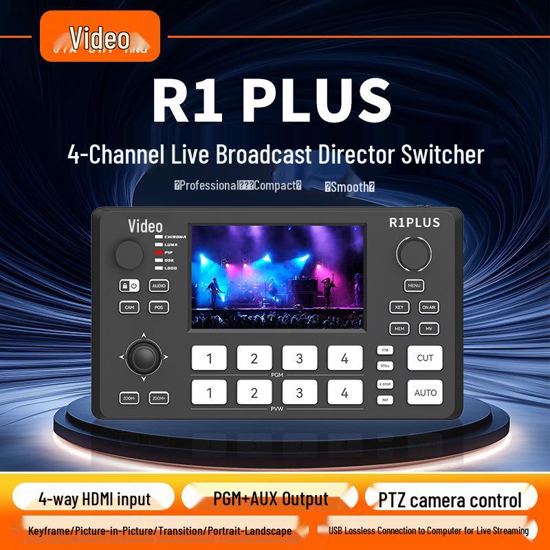 R1PLUS Video Switcher: 4-way Capture Card & Keying Portable Live Streaming Machine
R1PLUS Video Switcher: 4-way Capture Card & Keying Portable Live Streaming Machine