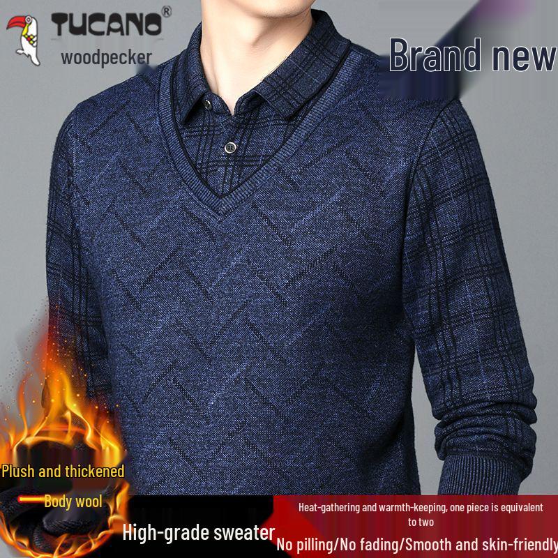High-End Men s Faux Two-Piece Knit Sweater with Velvet Lapel - Warm Winter Wear 3XL for 160-180kg
High-End Men s Faux Two-Piece Knit Sweater with Velvet Lapel - Warm Winter Wear 3XL for 160-180kg