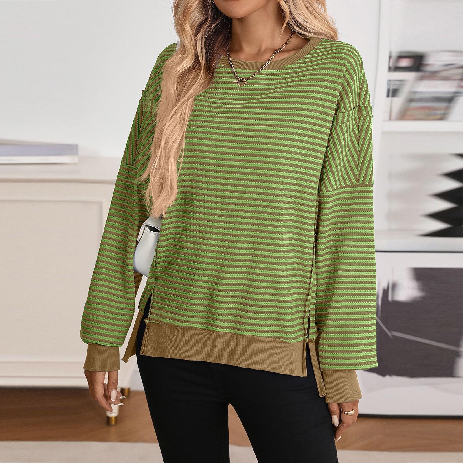 Women s Long-sleeved Round-neck Striped Round-neck Versatile Casual Loose Sweatshirt L
Women s Long-sleeved Round-neck Striped Round-neck Versatile Casual Loose Sweatshirt L