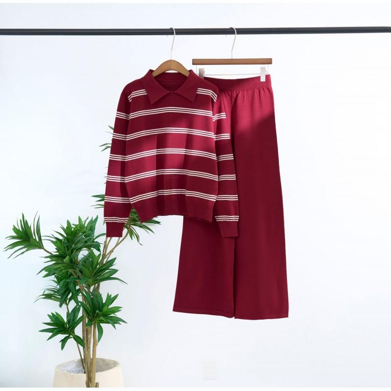 Stripe Polo Fashionable All-matching Knitted Long-sleeved Top High-waist Loose Wide-leg Pants Two-piece Set one size красный
Stripe Polo Fashionable All-matching Knitted Long-sleeved Top High-waist Loose Wide-leg Pants Two-piece Set one size красный