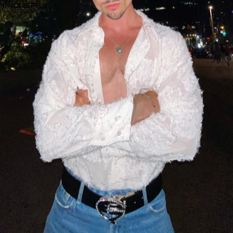 INCERUN Мужские прозрачные рубашки с воротником с лацканами и длинным рукавом, кружевные кисточки
INCERUN Мужские прозрачные рубашки с воротником с лацканами и длинным рукавом, кружевные кисточки