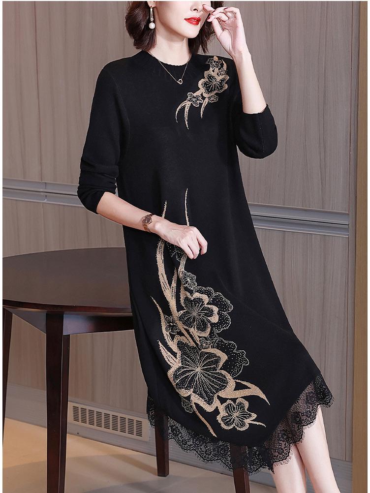 Новое вязаное платье-свитер свободного кроя с кружевом для женщин - Осень/Зима, Большой размер, Дизайн с длинными рукавами Extra Large
Новое вязаное платье-свитер свободного кроя с кружевом для женщин - Осень/Зима, Большой размер, Дизайн с длинными рукавами Extra Large