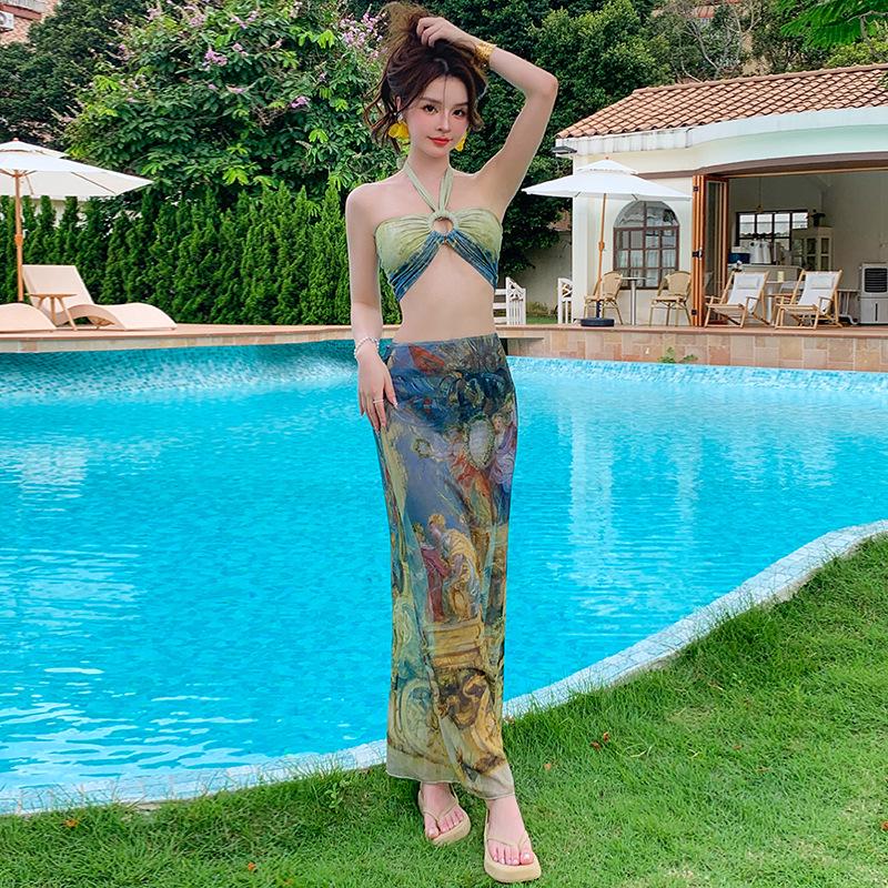 Зрелый этнический комплект бикини из трех частей с сексуальным халтером и сказочным длинным пляжным платьем с разрезом M зелёный
Зрелый этнический комплект бикини из трех частей с сексуальным халтером и сказочным длинным пляжным платьем с разрезом M зелёный
