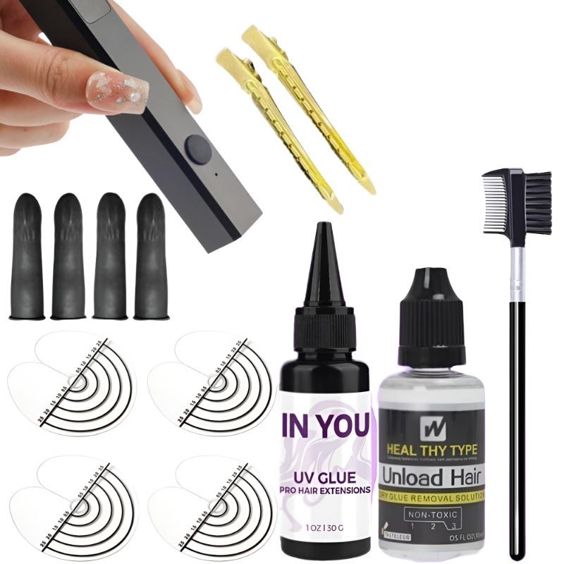 UV Hair Extension Accessories Kit Invisible Extensions UV Lamp 30g UV Glue 30ml Remover Eyebrow Comb for Eyelashes & Hair Extensions A set
UV Hair Extension Accessories Kit Invisible Extensions UV Lamp 30g UV Glue 30ml Remover Eyebrow Comb for Eyelashes & Hair Extensions A set