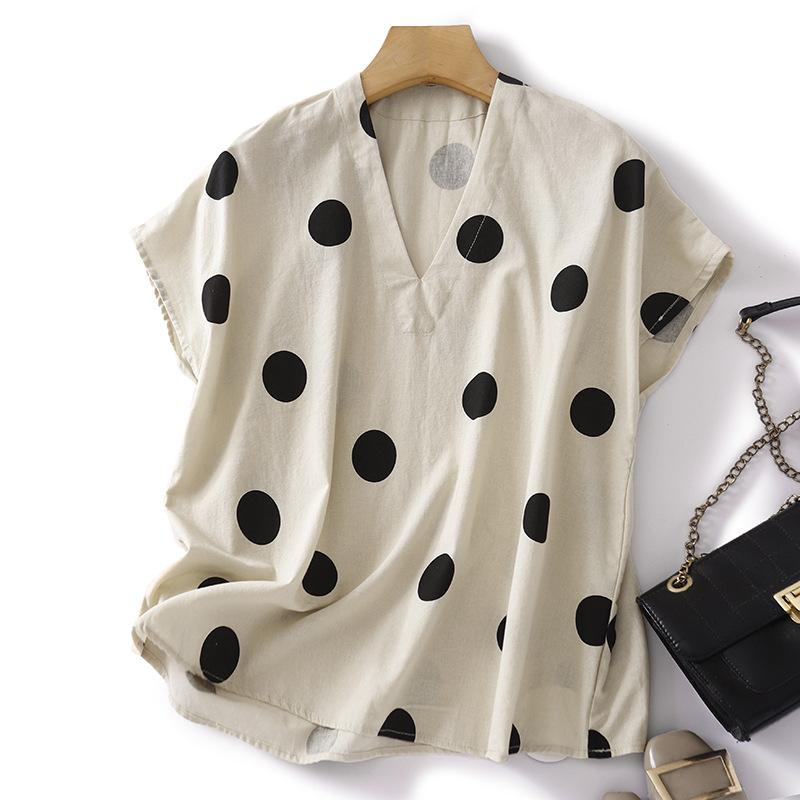 Summer Cotton and Linen Literary Loose Casual Polka Dot V-neck Short-sleeved Top T-shirt Women L абрикосовый
Summer Cotton and Linen Literary Loose Casual Polka Dot V-neck Short-sleeved Top T-shirt Women L абрикосовый