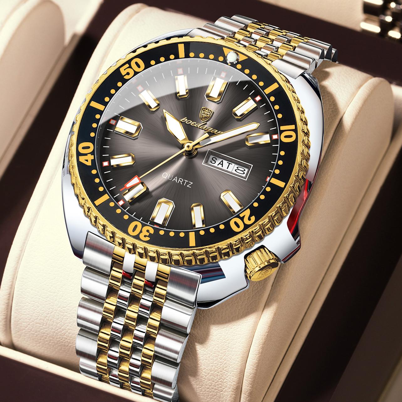 POEDAGAR Luxury Brand Men Clock Date Week Fashion Quartz Wristwatch Luminous Waterproof Stainless Steel Watches Reloj коричневый/золотой
POEDAGAR Luxury Brand Men Clock Date Week Fashion Quartz Wristwatch Luminous Waterproof Stainless Steel Watches Reloj коричневый/золотой