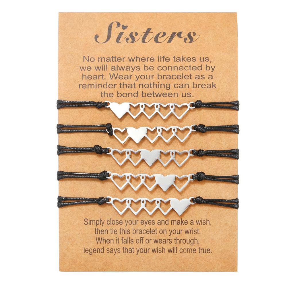 Titanium Steel Heart Charms Bracelet Set For Sisters Friendship Bracelet Leather Rope String Chain Couple Lucky Wish Jewelry
Titanium Steel Heart Charms Bracelet Set For Sisters Friendship Bracelet Leather Rope String Chain Couple Lucky Wish Jewelry