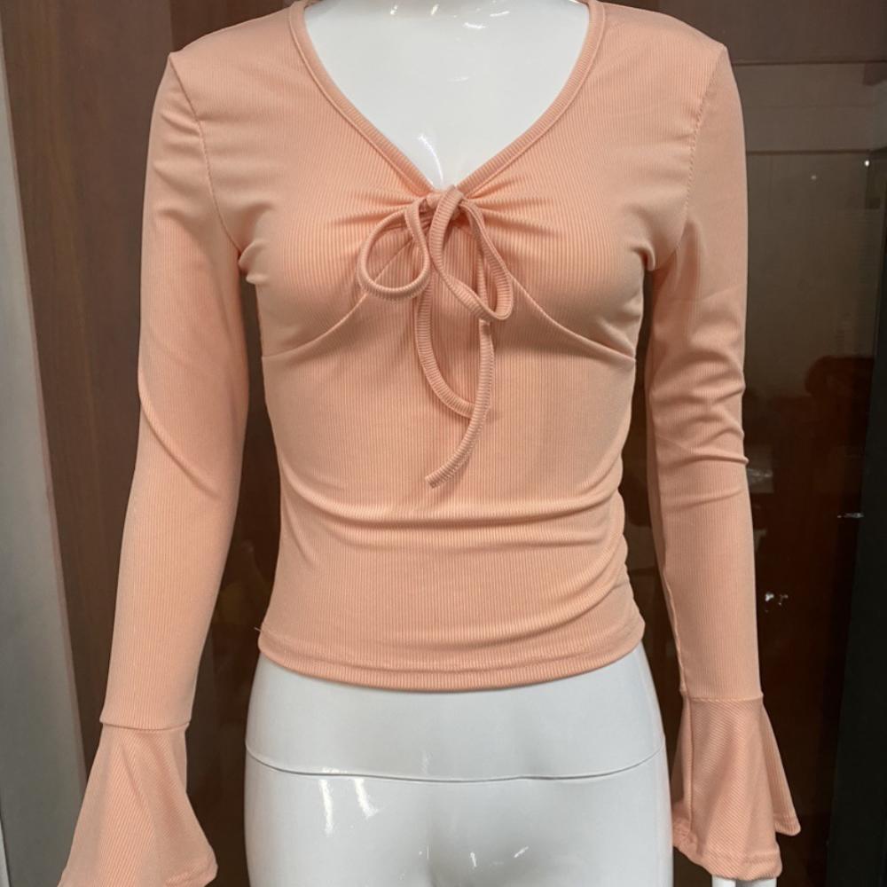 Жіноча зимова жіноча футболка з V-подібним вирізом і довгими рукавами, розкльошеними рукавами, поясом і унікальним верхом L рожевий
Жіноча зимова жіноча футболка з V-подібним вирізом і довгими рукавами, розкльошеними рукавами, поясом і унікальним верхом L рожевий