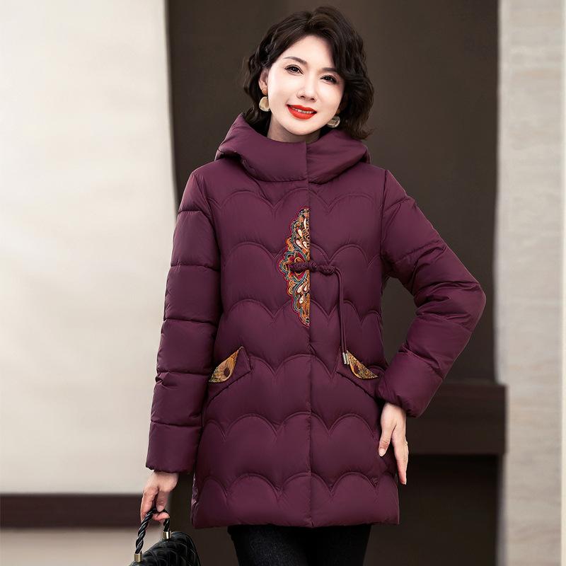 Средняя одежда для мамы хлопок зима новая средняя и большая размерная хлопковая одежда с капюшоном утолщенная куртка 4XL (170-92.5 kg) фиолетовый