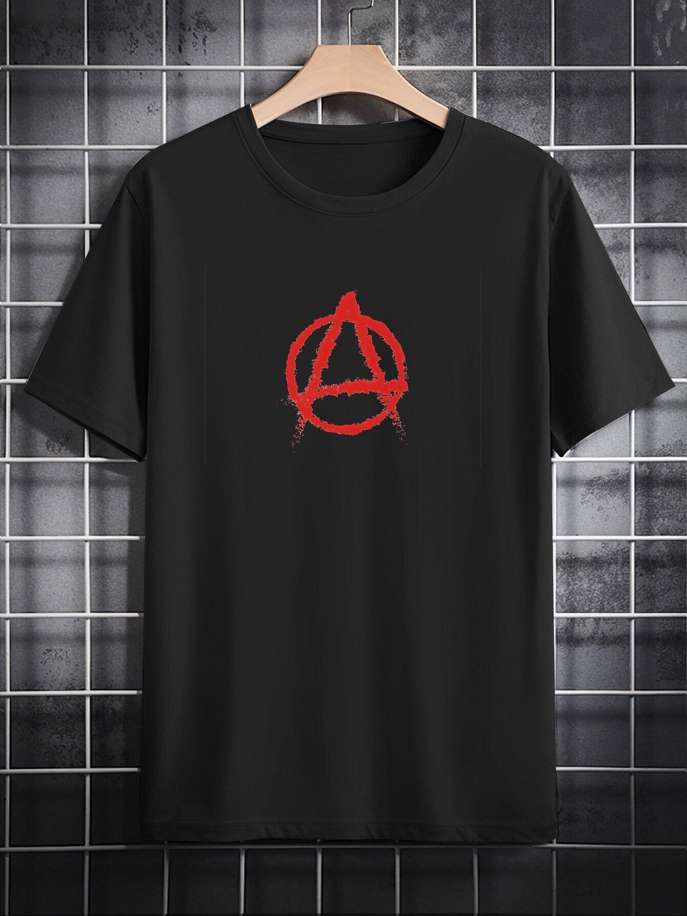 Casual Short Sleeve T-shirt with Bold Red Anarchist Symbol Print - Black Round Neck Summer Top XXXL
Casual Short Sleeve T-shirt with Bold Red Anarchist Symbol Print - Black Round Neck Summer Top XXXL