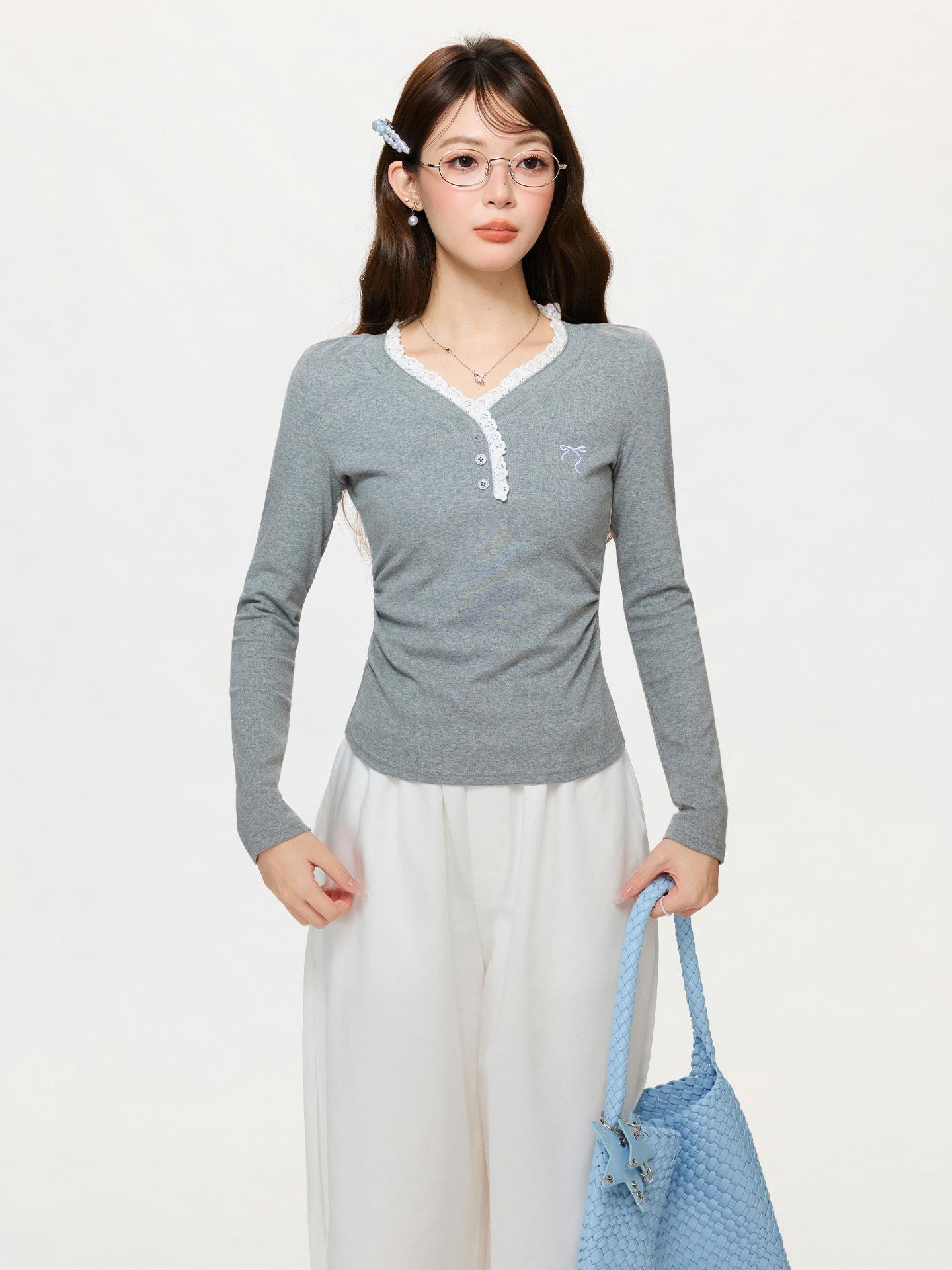 Lace Edge Semi-Open Neck Bow Embroidered Inside Long Sleeve T-Shirt Women s Spring Slim Bottom S
Lace Edge Semi-Open Neck Bow Embroidered Inside Long Sleeve T-Shirt Women s Spring Slim Bottom S