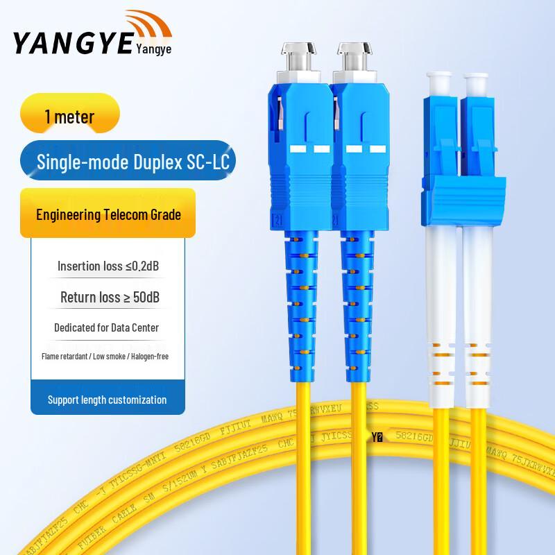 Yangye Telecom-Grade Single-Mode Duplex Fiber Optic Patch Cable 1m
Yangye Telecom-Grade Single-Mode Duplex Fiber Optic Patch Cable 1m