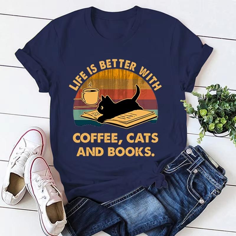 Hot Life Is Better With Coffee Cats And Books Print T-Shirt Loose Short Sleeve Harajuku Casual Tops Women Men T-Shirt 5XL різнокольоровий
Hot Life Is Better With Coffee Cats And Books Print T-Shirt Loose Short Sleeve Harajuku Casual Tops Women Men T-Shirt 5XL різнокольоровий