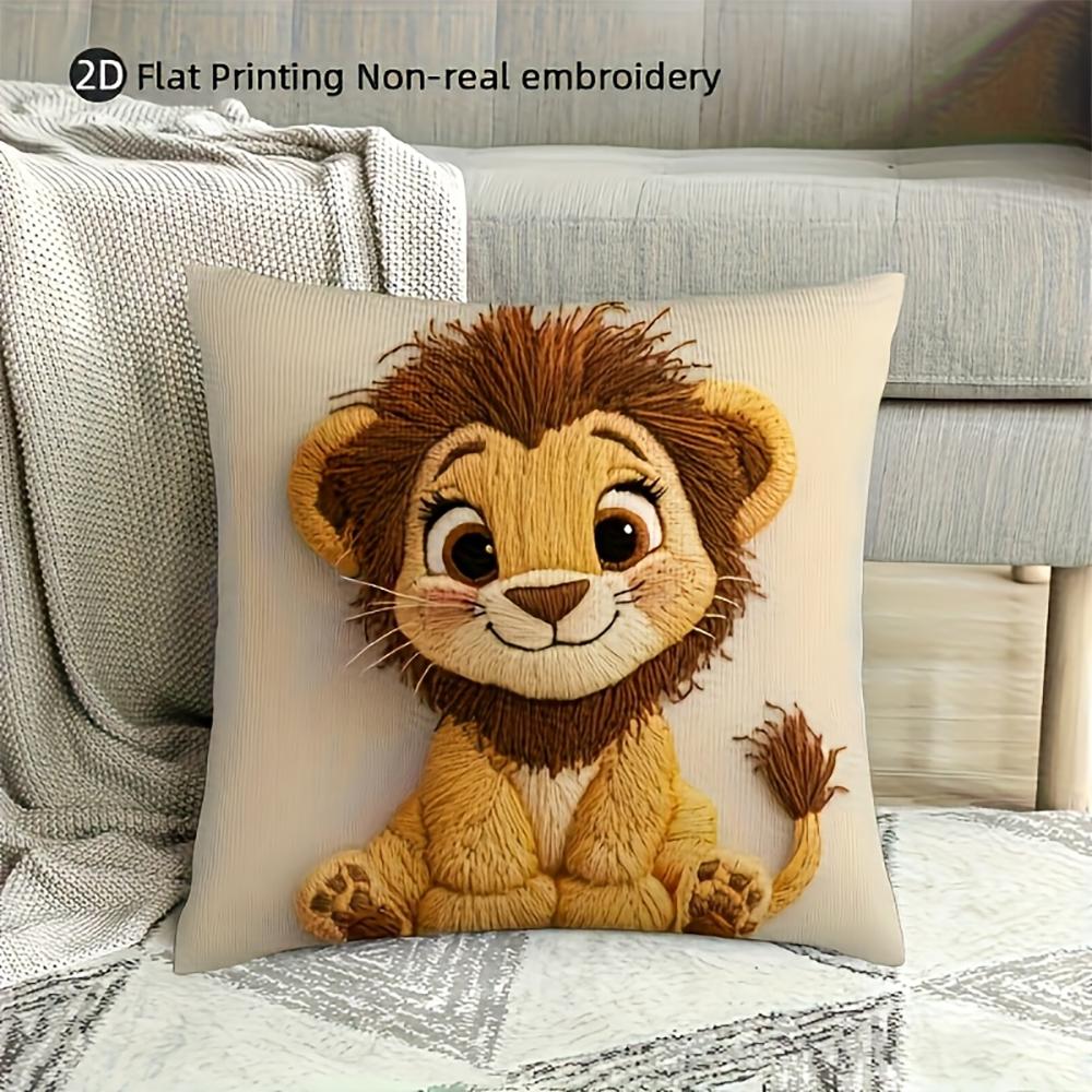 2D flat- Cute Cartoon Baby Lion Throw Pillow Cover Soft Home Decor Cushion Case for Bedroom Living Room Sofa 45x45cm-1pcs
2D flat- Cute Cartoon Baby Lion Throw Pillow Cover Soft Home Decor Cushion Case for Bedroom Living Room Sofa 45x45cm-1pcs
