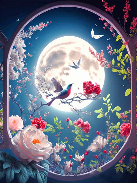 Алмазная картина мозаика лунный пейзаж домашний декор вышивка крестом роза бабочка птица 5d сделай сам стикер на стену Full Round 20x30CM