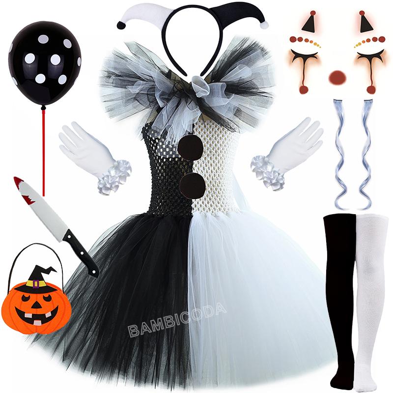 The Clown Costume Terrifier Art Girl Black White Fancy Tutu Dress Horror Joker Dress for Girls Halloween Carnival Party Costumes M(4-5Y)
The Clown Costume Terrifier Art Girl Black White Fancy Tutu Dress Horror Joker Dress for Girls Halloween Carnival Party Costumes M(4-5Y)
