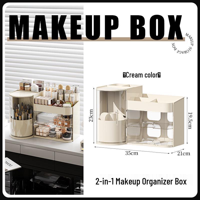 Rotating Desktop Cosmetics and Skincare Organizer with Drawers
Rotating Desktop Cosmetics and Skincare Organizer with Drawers