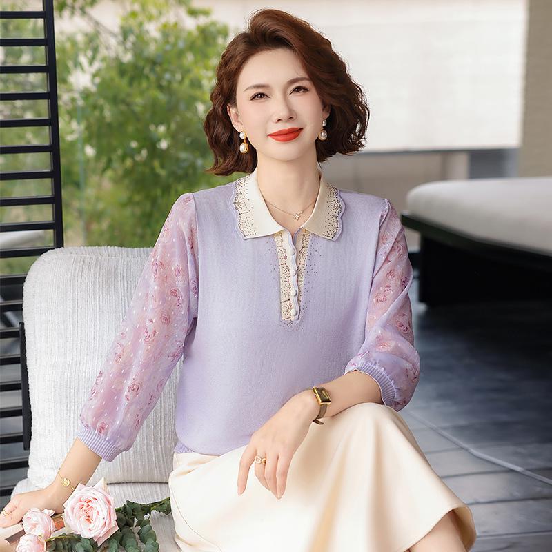 Mom s Lightweight Knit T-Shirt with Gauze Sleeves for Spring/Summer - Middle-aged Women s Lapel Top 5XL (150-165 lbs) фиолетовый
Mom s Lightweight Knit T-Shirt with Gauze Sleeves for Spring/Summer - Middle-aged Women s Lapel Top 5XL (150-165 lbs) фиолетовый