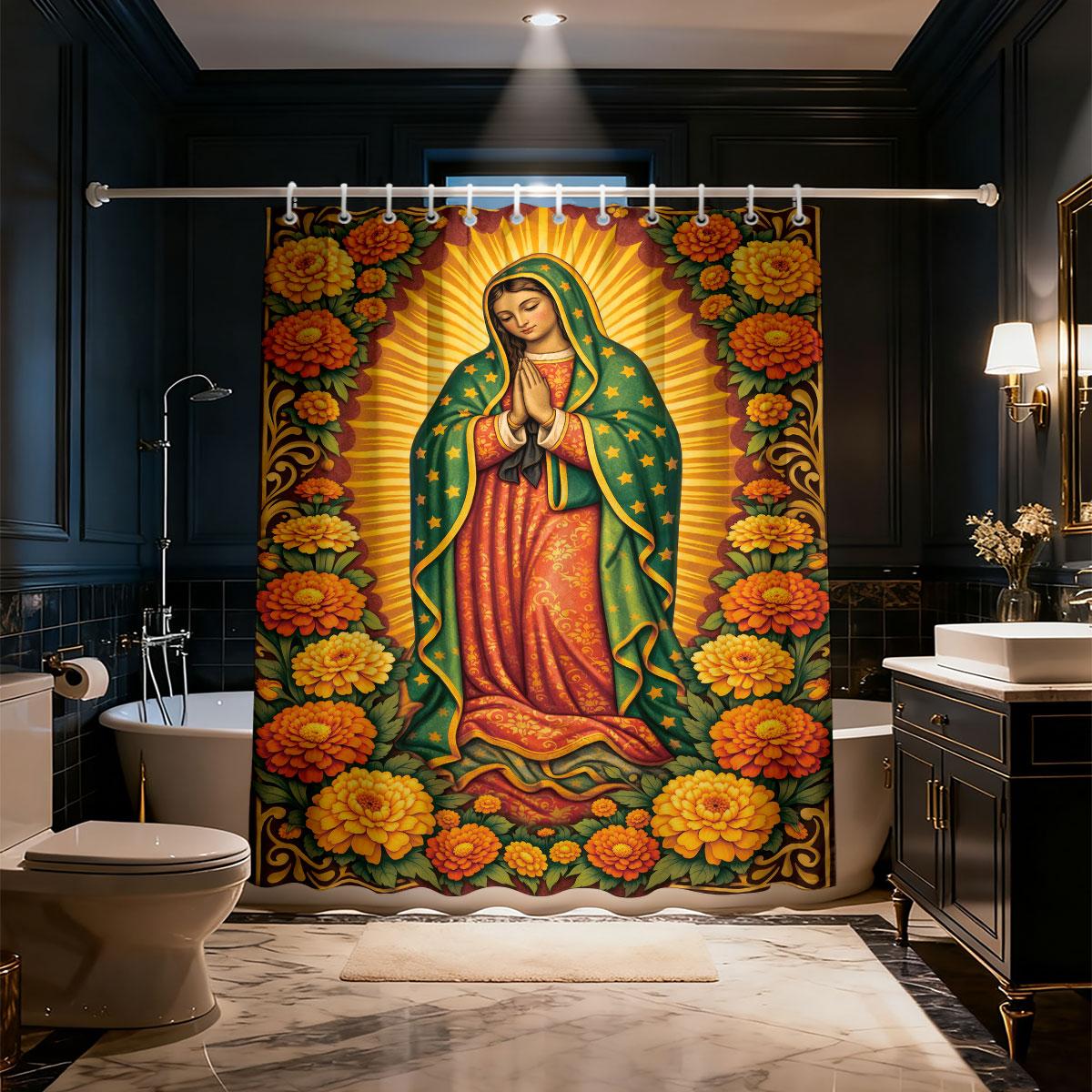 1Pc Virgin Mary Portrait Flower Print Waterproof Privacy Partition Shower Curtain With 12 Hooks, Multiple Sizes W60H190(CM)-1 Pcs
1Pc Virgin Mary Portrait Flower Print Waterproof Privacy Partition Shower Curtain With 12 Hooks, Multiple Sizes W60H190(CM)-1 Pcs