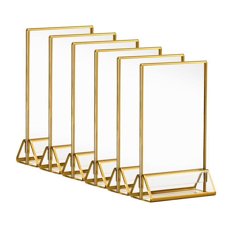 Transparent Gold-Edged Acrylic Table Card Holder for Weddings
Transparent Gold-Edged Acrylic Table Card Holder for Weddings