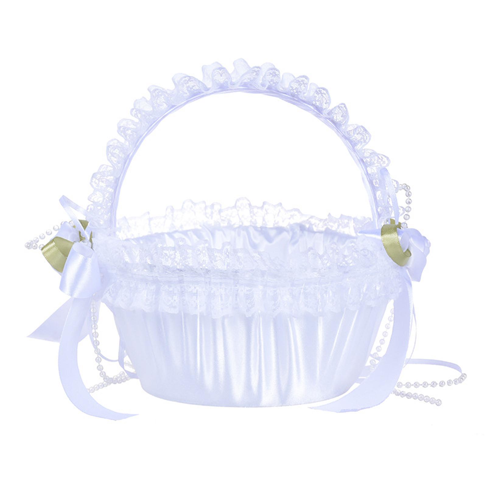 Romantic Wedding Flower Basket With Rose Decoration Lace Rhinestone Wedding Petal Basket Candy Container For Flower Girls White (19.0x20.0cm)
Romantic Wedding Flower Basket With Rose Decoration Lace Rhinestone Wedding Petal Basket Candy Container For Flower Girls White (19.0x20.0cm)