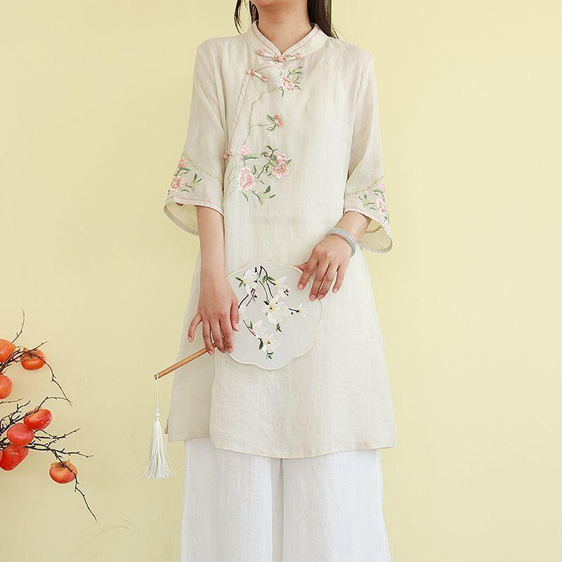 Zen-style Frog Button Retro Shirt Spring/summer Mid-length Embroidered Ethnic Style Three-quarter Sleeve Stand Collar Top for Women XS
Zen-style Frog Button Retro Shirt Spring/summer Mid-length Embroidered Ethnic Style Three-quarter Sleeve Stand Collar Top for Women XS