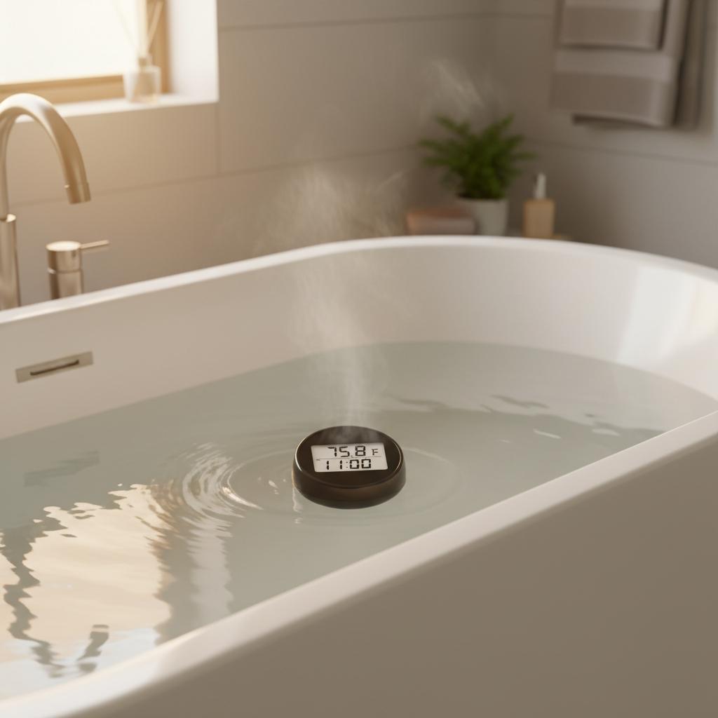 Bathtub Thermometer With Automatic Timer Alarm Floating Design For Home Bathing White
Bathtub Thermometer With Automatic Timer Alarm Floating Design For Home Bathing White