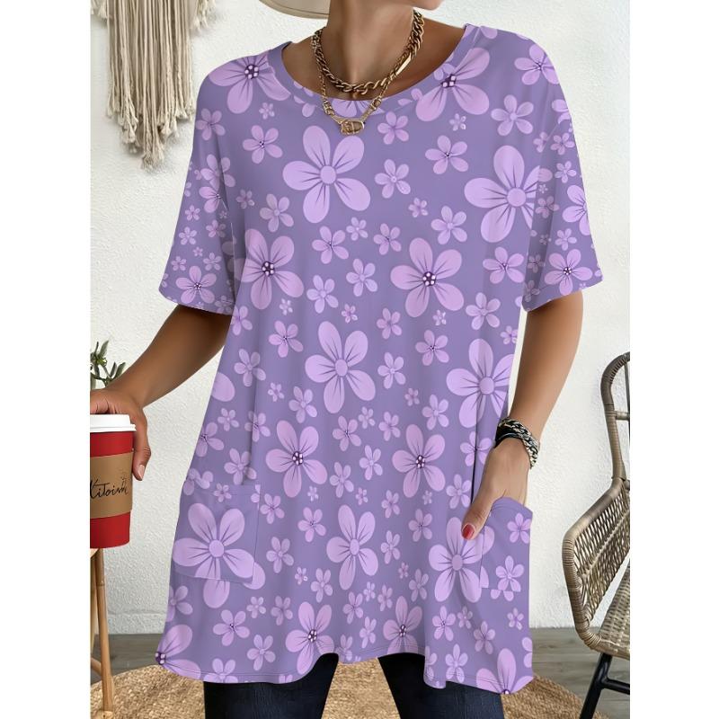 Women s Short-Sleeve T-Shirt with Purple Floral Print, Featuring Front Pocket Design 2XL
Women s Short-Sleeve T-Shirt with Purple Floral Print, Featuring Front Pocket Design 2XL