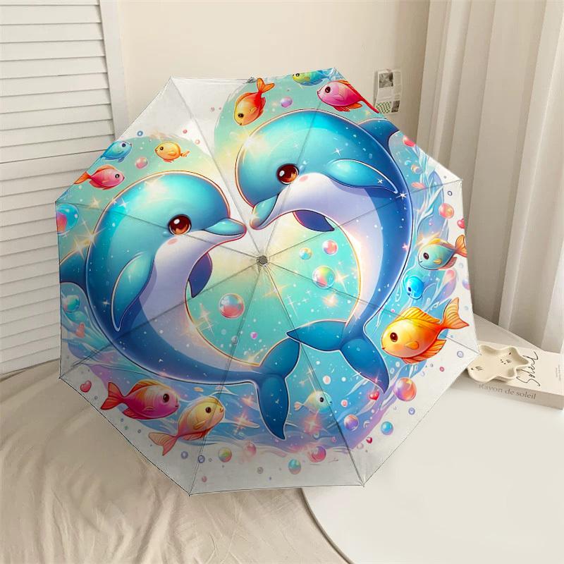 1pc Dolphins Heart Automatic Open/Close Umbrella Compact Folding Umbrella with 8-Rib Shaft for Women/Men, Elegant Birthday1269S
1pc Dolphins Heart Automatic Open/Close Umbrella Compact Folding Umbrella with 8-Rib Shaft for Women/Men, Elegant Birthday1269S