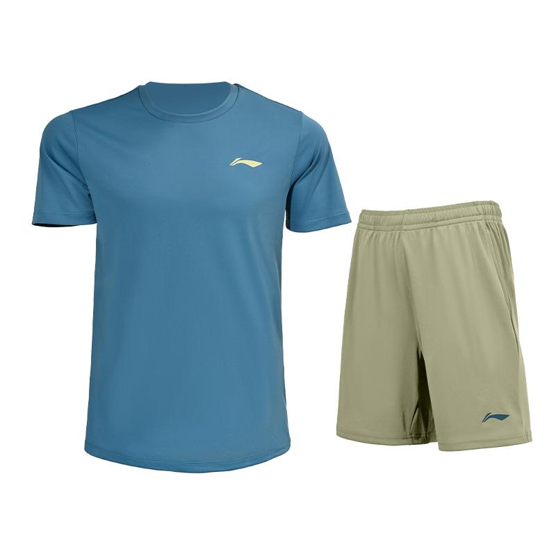 Li-Ning Solid Color Logo Round Neck Breathable Fitness Slim Fit Elastic Five-Point Casual Sports Suit Men suit Yew-Green Night-Blue YATU125-5 L
Li-Ning Solid Color Logo Round Neck Breathable Fitness Slim Fit Elastic Five-Point Casual Sports Suit Men suit Yew-Green Night-Blue YATU125-5 L