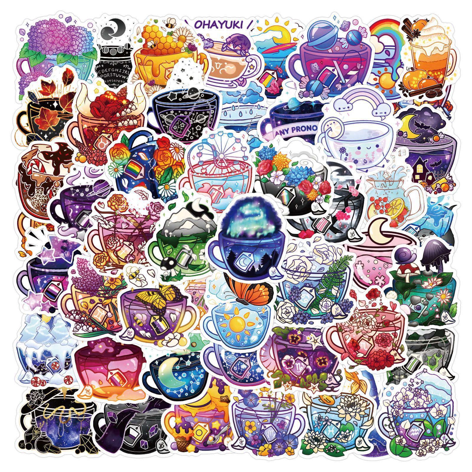 50 Colorful Tea Cup Graffiti Stickers for DIY Decoration - Waterproof, Perfect for Computers and Phones
50 Colorful Tea Cup Graffiti Stickers for DIY Decoration - Waterproof, Perfect for Computers and Phones