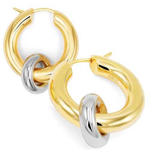 Takeda Jewelry Gold & Silver Link Hoop Earrings, Korean Modern Design, 925 Sterling Silver, Hypoallergenic, Elegant & Casual, Gift-Ready (Standard Typ
Takeda Jewelry Gold & Silver Link Hoop Earrings, Korean Modern Design, 925 Sterling Silver, Hypoallergenic, Elegant & Casual, Gift-Ready (Standard Typ