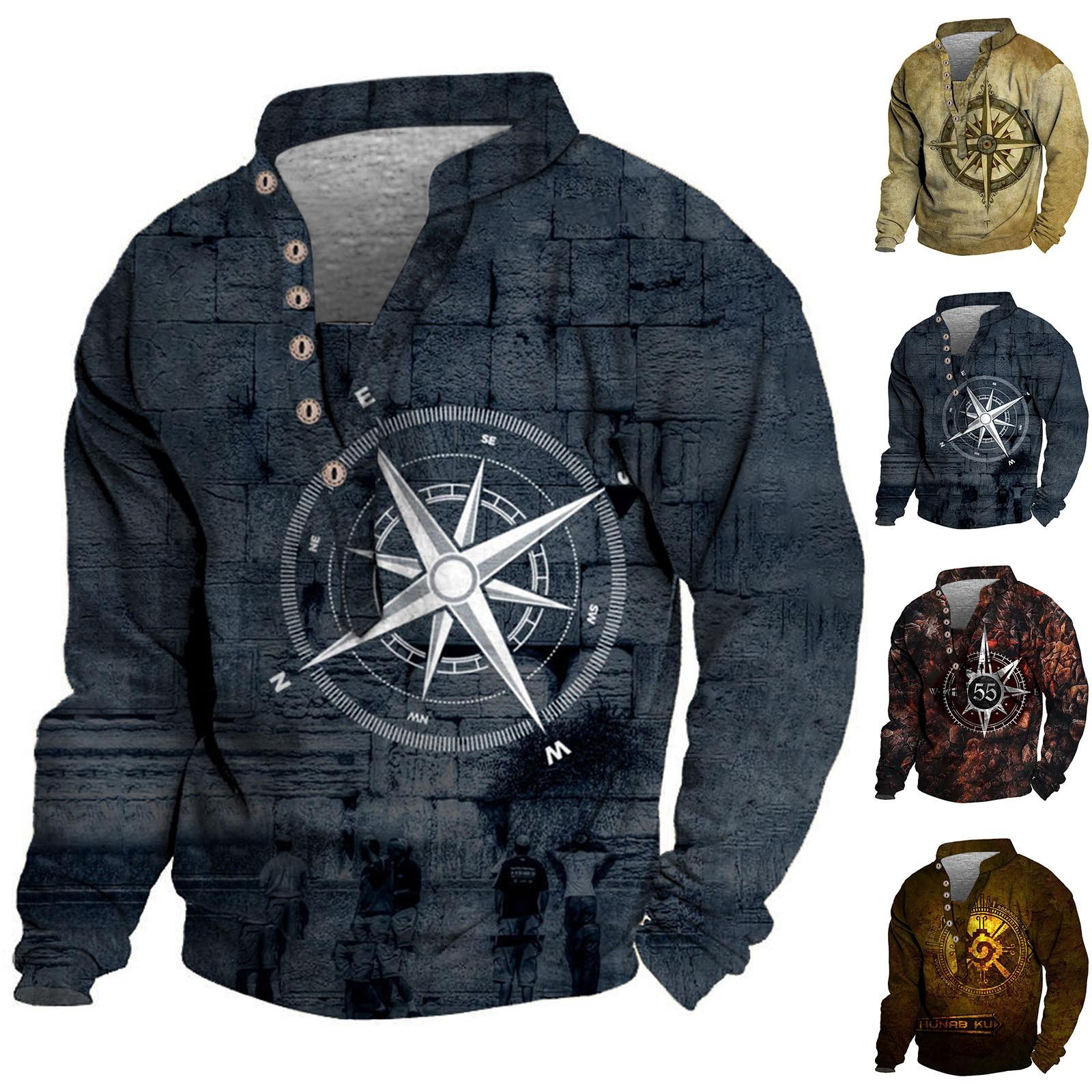 Мужской свитер с v-образным вырезом и воротником-стойкой с 3D цифровой печатью и винтажным воротником на 6 пуговицах
Мужской свитер с v-образным вырезом и воротником-стойкой с 3D цифровой печатью и винтажным воротником на 6 пуговицах