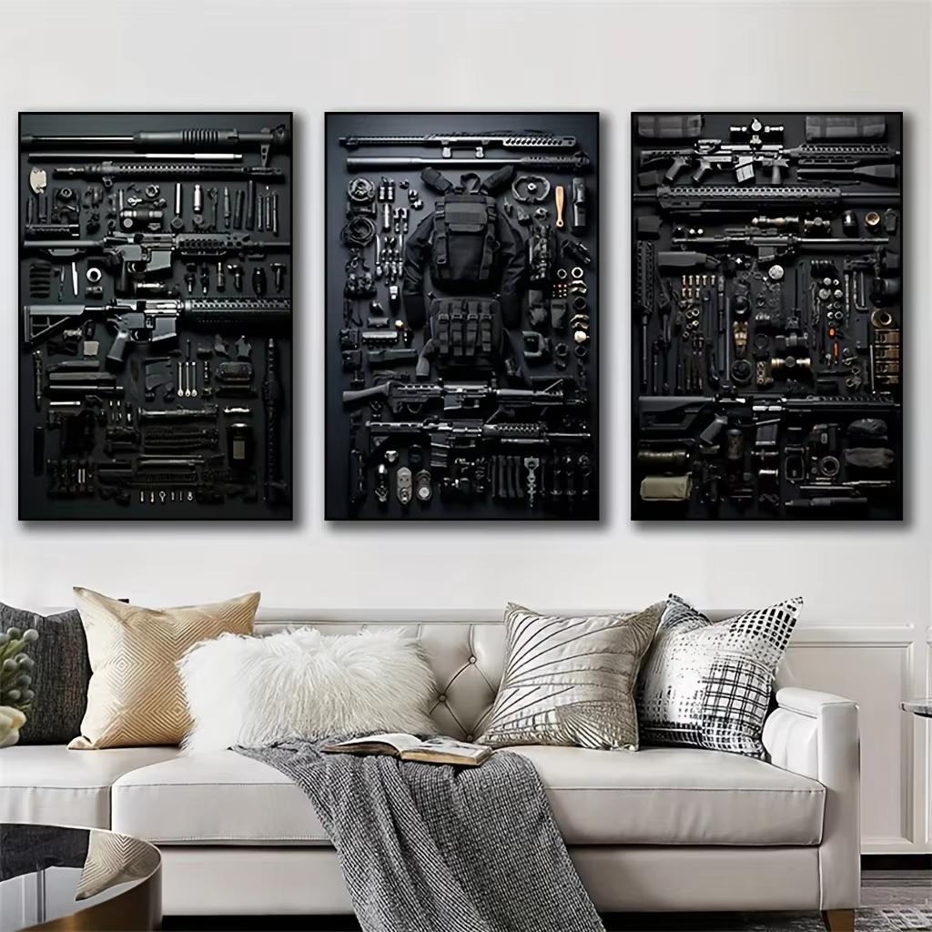 3pcs Art Deco Geometric Gun Accessories Canvas Prints - Frameless Wall Posters Featuring AK-47 Rifle & Ammunition Design for Mod (as the picture,20x30cm-3pcs)
3pcs Art Deco Geometric Gun Accessories Canvas Prints - Frameless Wall Posters Featuring AK-47 Rifle & Ammunition Design for Mod (as the picture,20x30cm-3pcs)