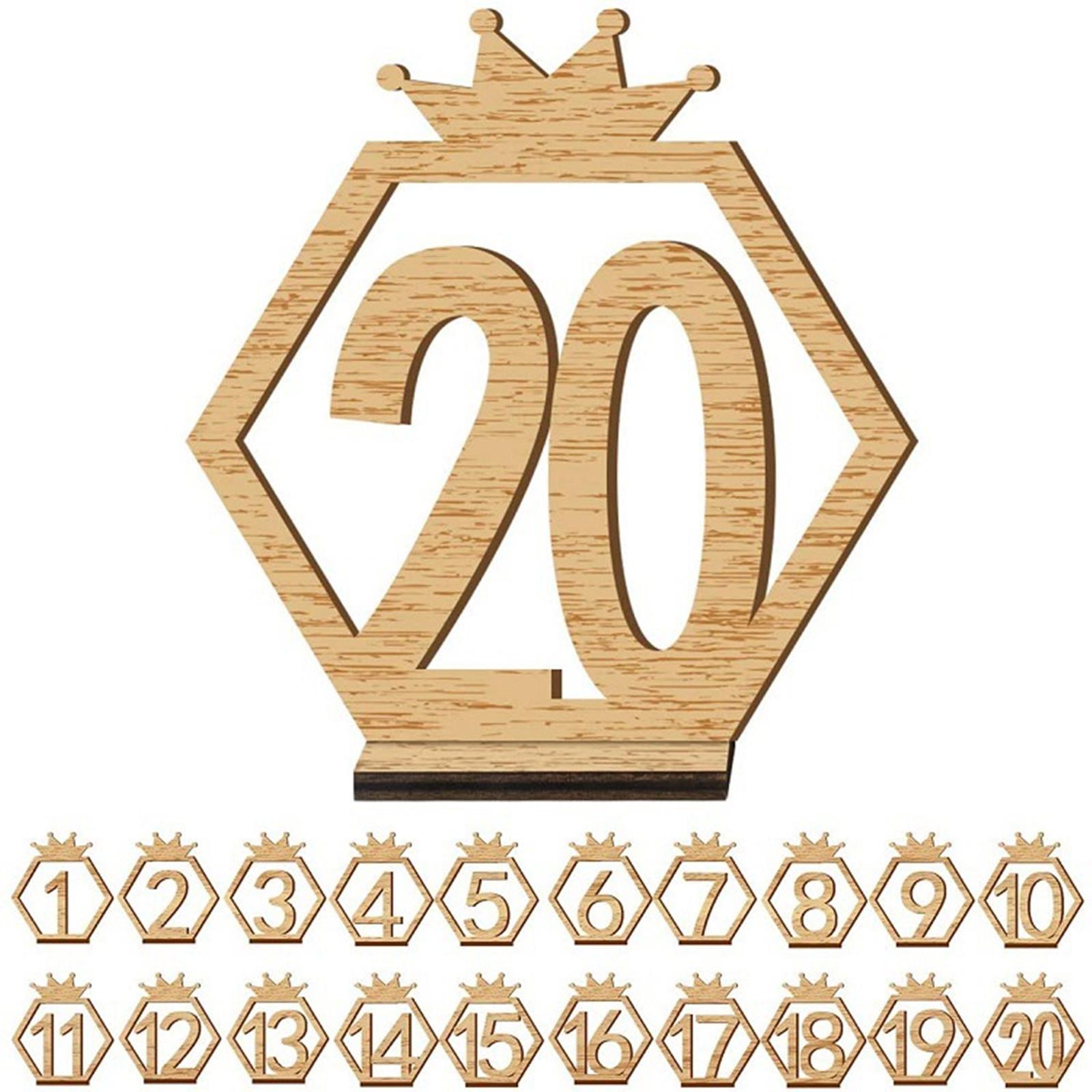 Wooden Table Numbers With Crown 1-20 Double Sided Hexagon Shape Table Numbers With Base For Wedding Party Wood color#0
Wooden Table Numbers With Crown 1-20 Double Sided Hexagon Shape Table Numbers With Base For Wedding Party Wood color#0
