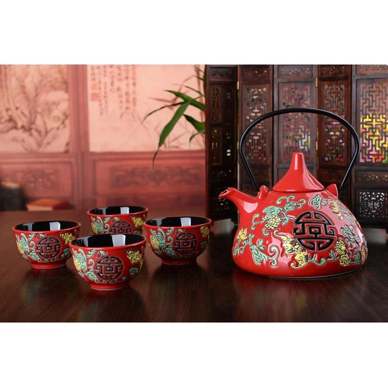 Chinese traditional wedding ceramic tea set Retro red double happiness teapot tea cup Newlywed gift Wedding supplies WSHYUFEI
Chinese traditional wedding ceramic tea set Retro red double happiness teapot tea cup Newlywed gift Wedding supplies WSHYUFEI