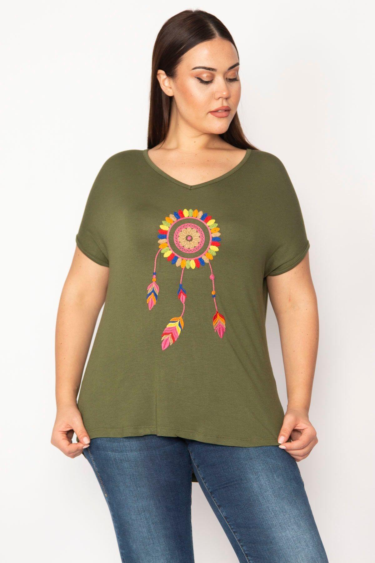Women s Big Size Blouse Plus Size Khaki Embroidery Detailed V-Neck Low Sleeve Blouse 2XL/3XL
Women s Big Size Blouse Plus Size Khaki Embroidery Detailed V-Neck Low Sleeve Blouse 2XL/3XL