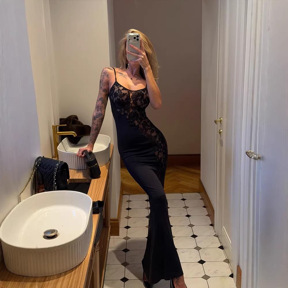 Sexy Spice Girl Lace Splicing Irregular Hollow Perspective Slim Skinny Solid Color Advanced Suspender Dress L чорний
Sexy Spice Girl Lace Splicing Irregular Hollow Perspective Slim Skinny Solid Color Advanced Suspender Dress L чорний