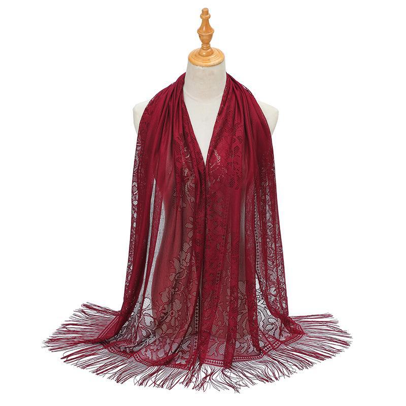 Европейский и американский однотонный шелковый шарф-хиджаб с кисточками и кружевом - летняя шаль для женщин
Европейский и американский однотонный шелковый шарф-хиджаб с кисточками и кружевом - летняя шаль для женщин