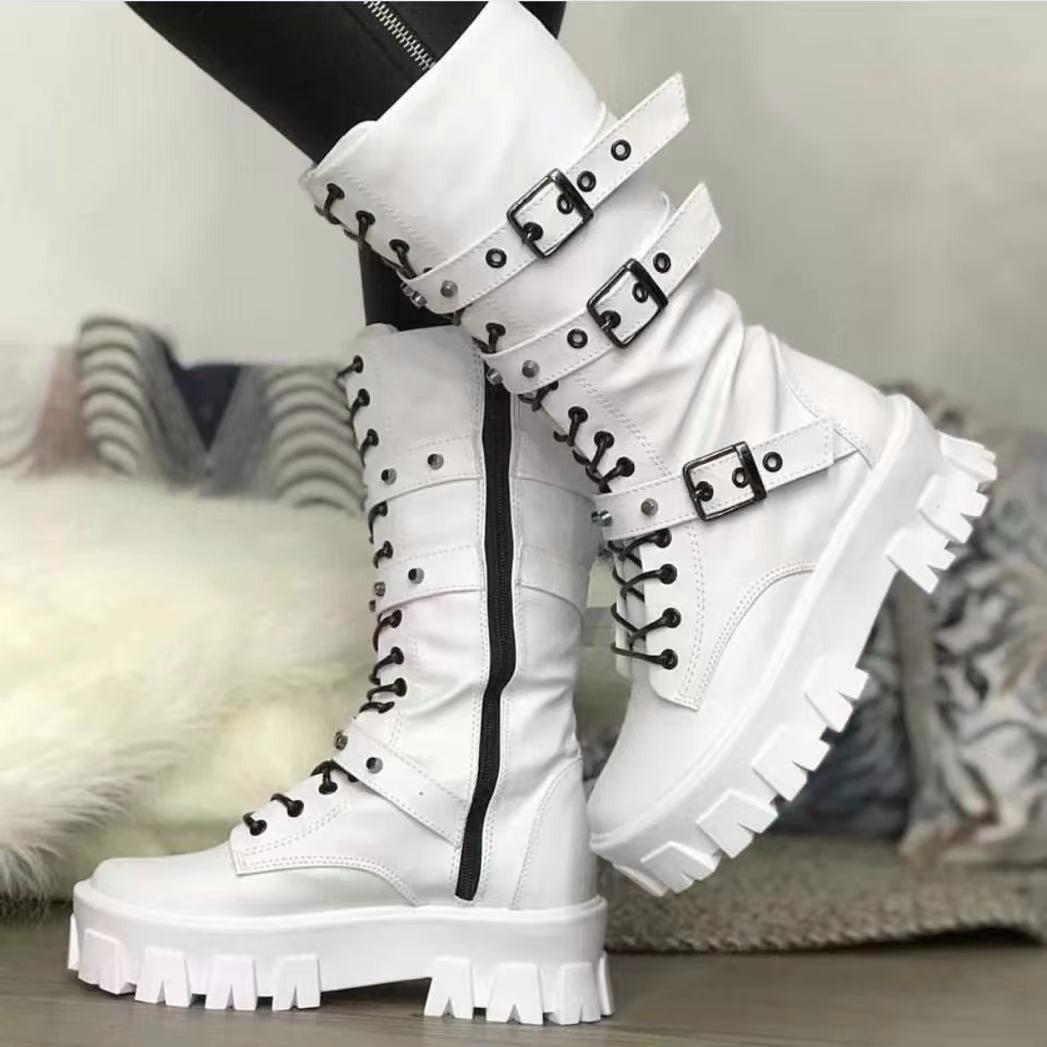2026 Autumn Winter The New Trendy Black White Gothic Platform Buckles Chains Punk Rivets Combat Motorcycle Boots Shoes for Women 35 белый
2026 Autumn Winter The New Trendy Black White Gothic Platform Buckles Chains Punk Rivets Combat Motorcycle Boots Shoes for Women 35 белый