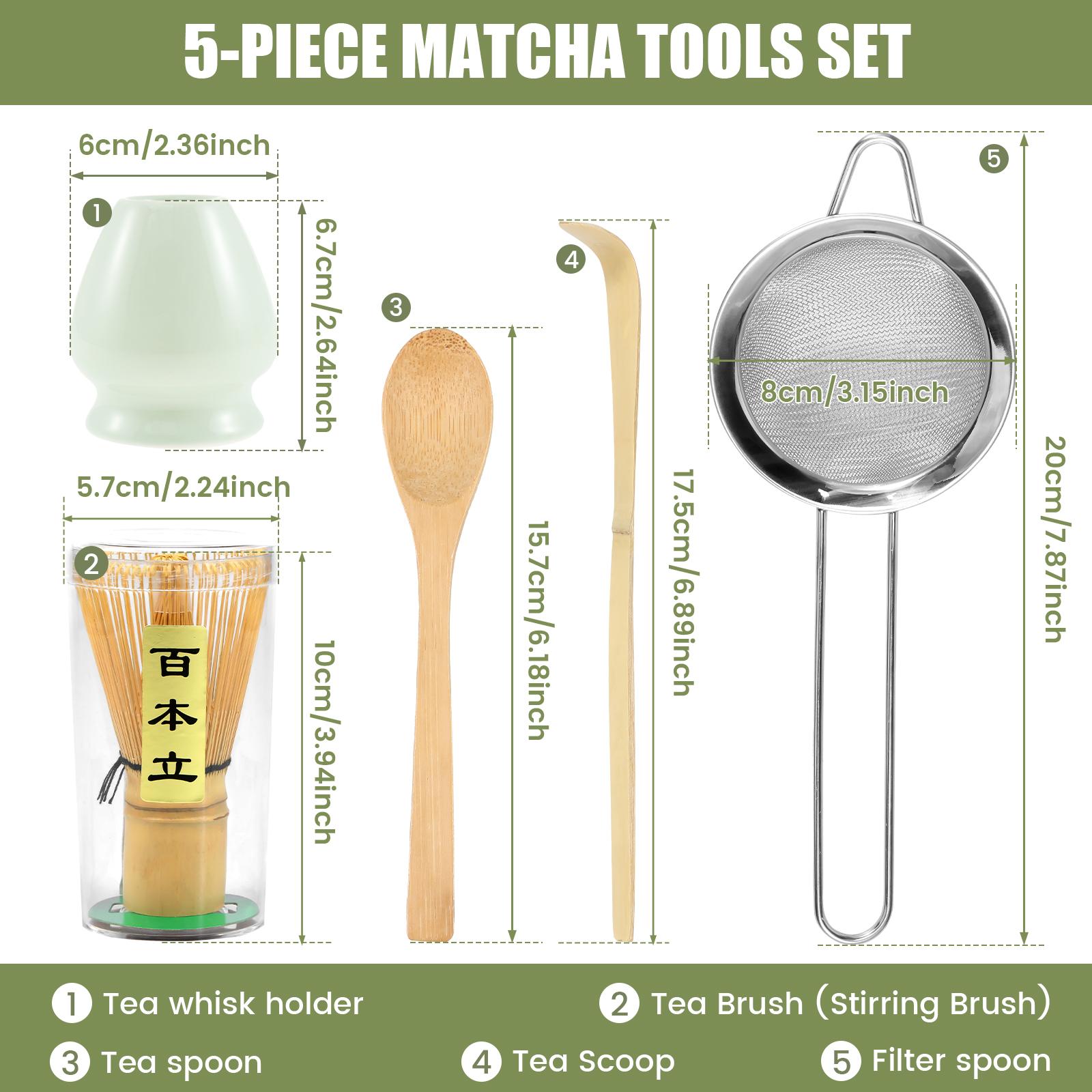 5Pcs Japanese Matcha Whisk Set Bamboo Matcha Whisk Traditional Tea Scoop Deep Scoop Stainless Steel Tea Strainer for Tea Lovers
5Pcs Japanese Matcha Whisk Set Bamboo Matcha Whisk Traditional Tea Scoop Deep Scoop Stainless Steel Tea Strainer for Tea Lovers