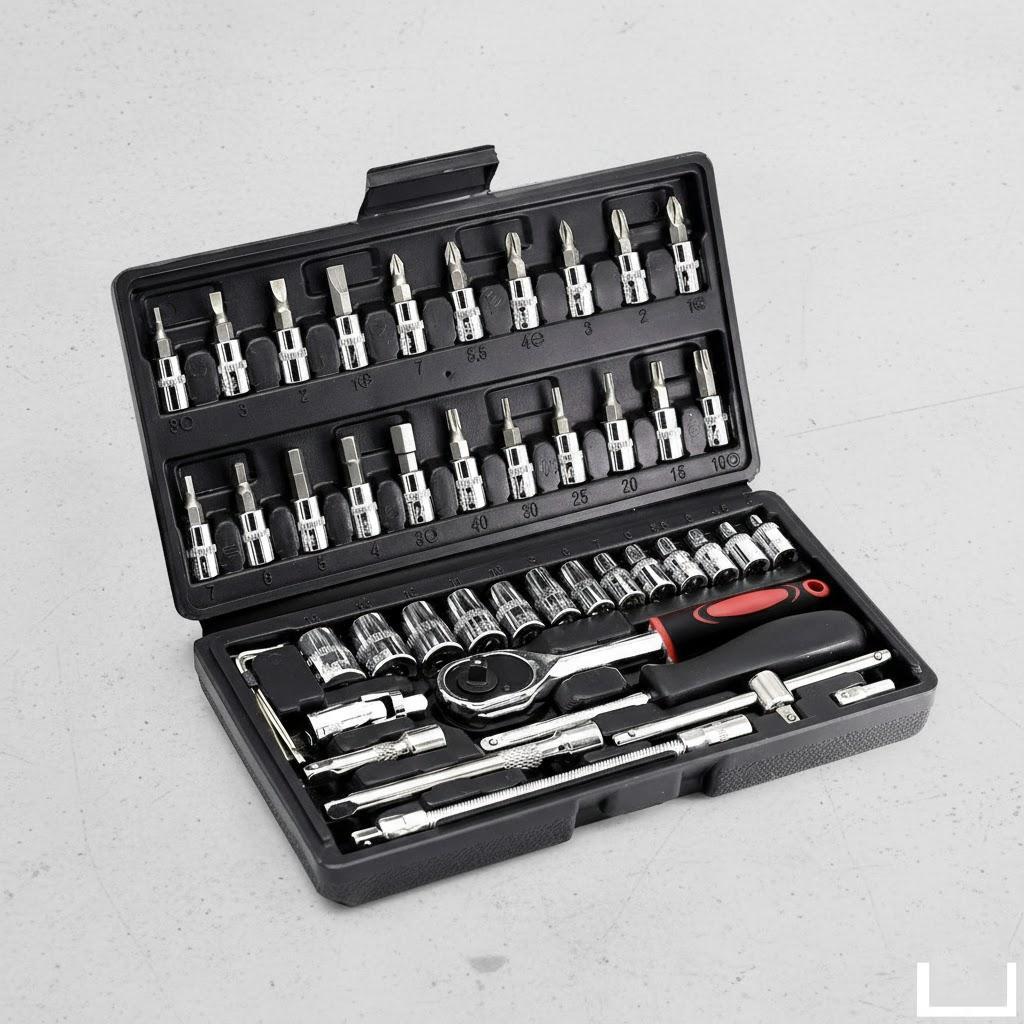 46Pcs 1/4 Inch Drive Socket Set Metric Ratchet Wrench Set with 4-14mm CR-V Socket S2 Drill Bit Extension Rod
46Pcs 1/4 Inch Drive Socket Set Metric Ratchet Wrench Set with 4-14mm CR-V Socket S2 Drill Bit Extension Rod